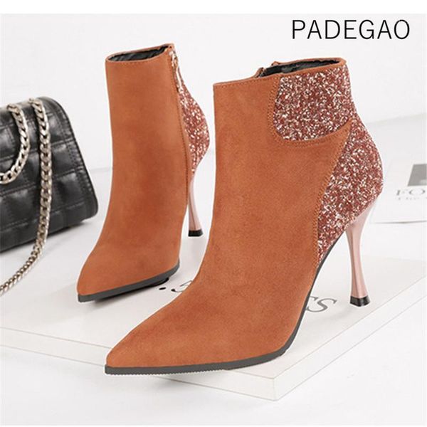 

women winter shoes 2020 vintage womens boots korean fashion high heels boots women bling1, Black
