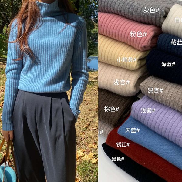 

simple wool sweater women's pullover loose and lazy style korean versatile base coat high collar casual wear fashion, White;black