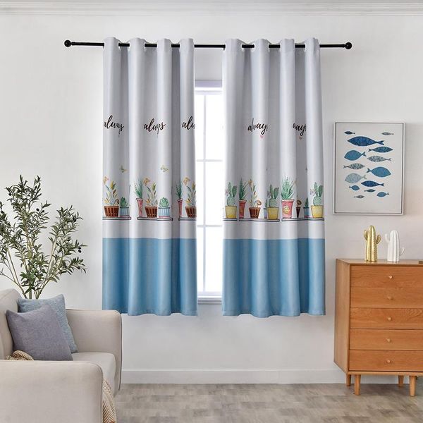 

curtain & drapes modern plant blackout short curtains for living room bedroom geometric kids study m185&30