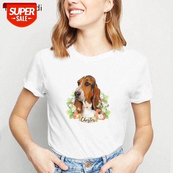 

Harajuku Kawaii French Bulldog /Boston Terrier /Yorkie FU /German Shepherd /Chihuahua /pug dog flowers print t shirt women tops #oY2L, White