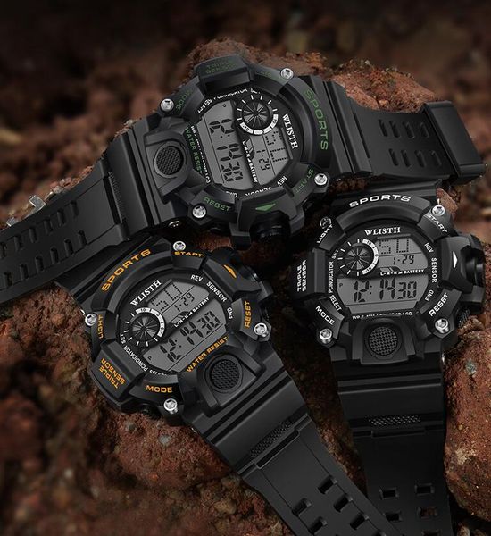 

wlisth men green yellow leisure sports special forces tactical watch multi-functional outdoor tide waterproof, Slivery;brown