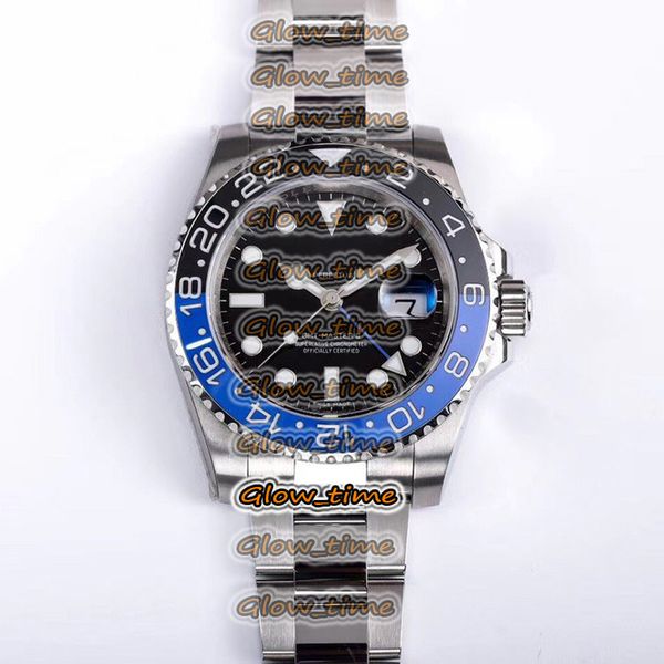 

v9f version 904l steel 116719 116710 gmt ii cal.3186 automatic mens watch black/blue ceramic bezel correct hand stack designer watches, Slivery;brown