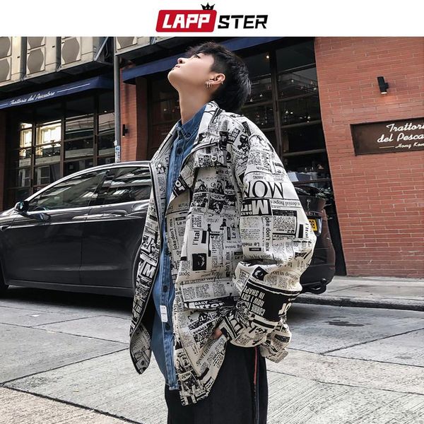 

lappster streetwear bomber jacket men 2020 autumn mens fashions casual print windbreaker hip hop oversized vintage jackets coats, Black;brown