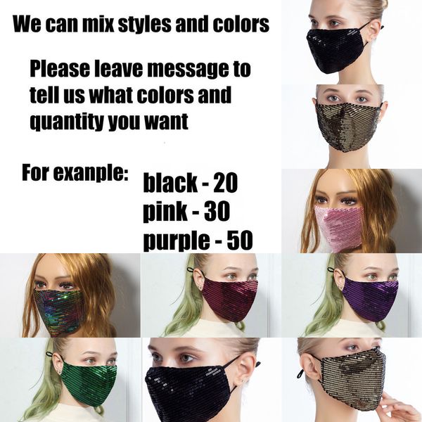 

designer factory luxury blingbling paillette washable face reusable cloth masks mascarillas protective fashion adj p2fu4