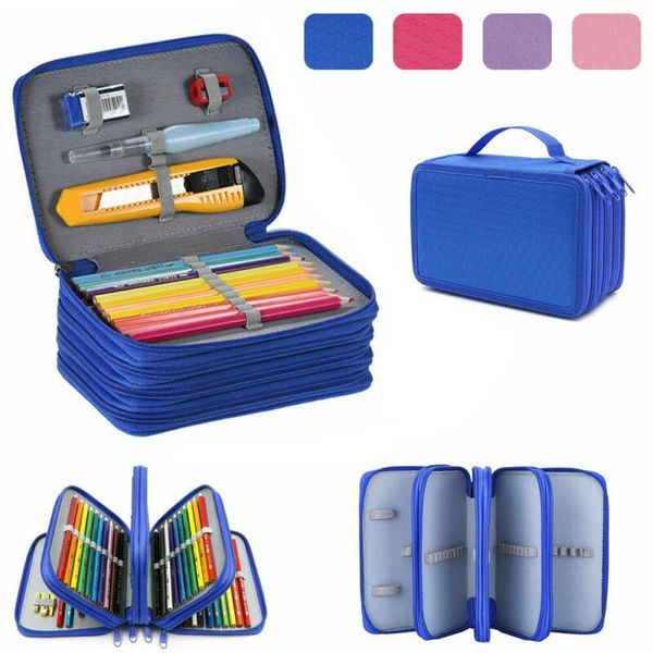 

storage bags 2021 students high capacity stationary 72 colors pencil bag man women oxford solid 4 layers tote