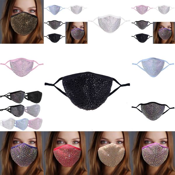 

factoryfactoydesigner bling diamond protective mouth masks washable reusable women colorful rhinestones face mask 7 nifmz