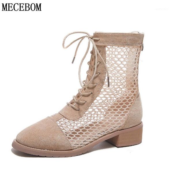 

luxury 2020 summer women ankle boots hollow out weave breathable ladies motorcycle boots lace-up apricot women1, Black