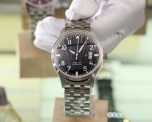 

2020 высокое качество большой пилот классический mark xvii мужчины часы кожаный джокер международные наручные часы 2824 движение пилоты мужс