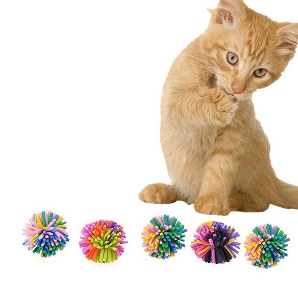 

colorful 5pcs/pack plastic cat toys chew chase pet ball toys for cat kitten funny playing bubble ball toy pet supplies