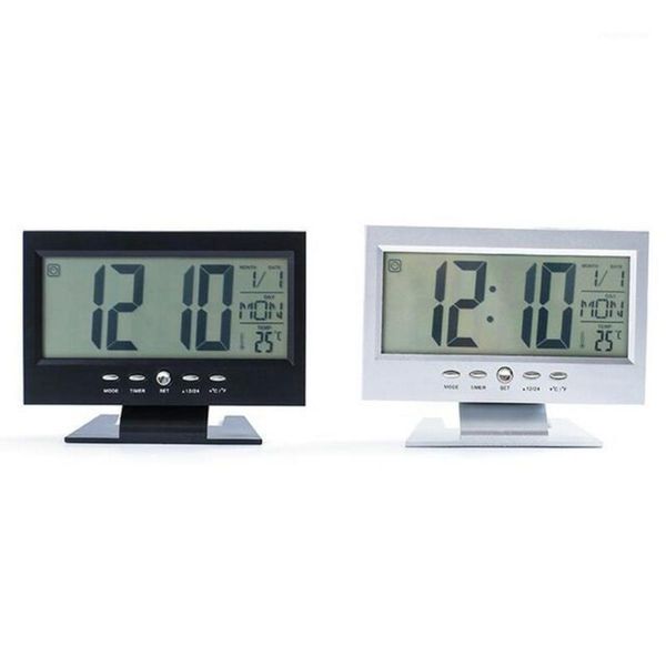 

other clocks & accessories lcd digital alarm clock snooze calendar temperature display sound-activated multifunction voice-activated inducti