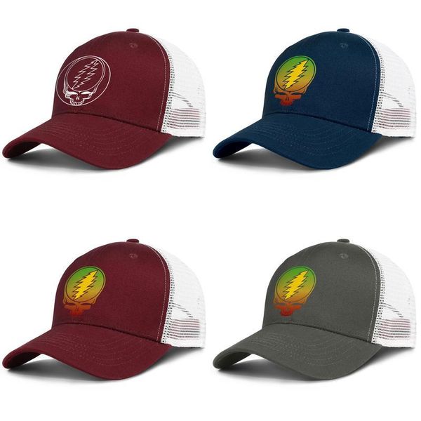 

grateful dead skull rainbow logo adjustable trucker cap fashion baseball hat vintage dad ball caps for men women white grateful 71, Blue;gray