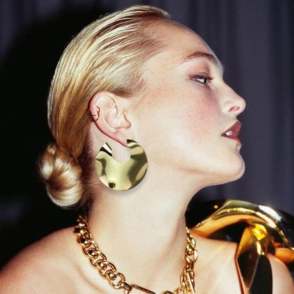 

stud manilai punk geometric metal big earrings for women party jewelry irregular statement gold color vintage wholesale, Golden;silver