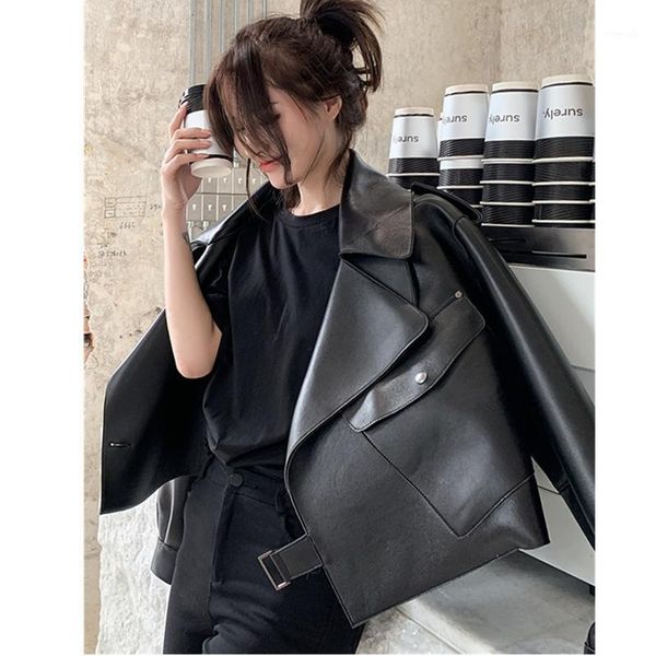

winter autumn and 2020 women new high-quality sheepskin leather leather women's korean motorcycle short jacket 's1, Black