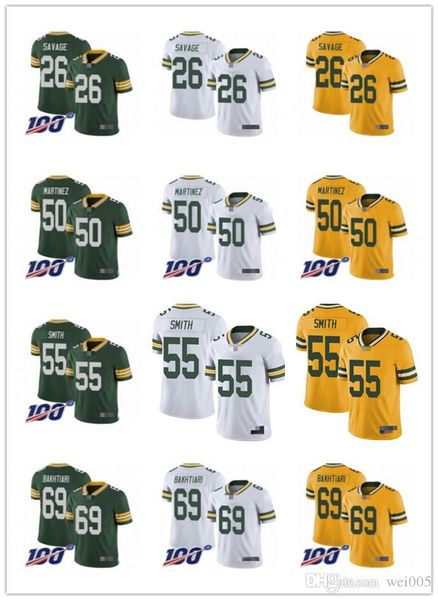 

men women youth green bay packers 55 za'darius smith 26 darnell savage jr. 50 blake martinez 69 david bakhtiari football jersey, Black;red