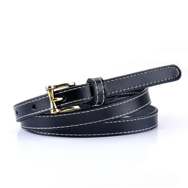 

women's fine leather fine belt women's jeans retro belt alloy buckle 2020 new fashion, Black;brown