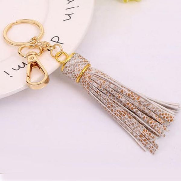 

fashion key chain accessories women tassel key ring leather snake skin design car keychain jewelry charm bag pendants gl5008 h bbynuw, Slivery;golden
