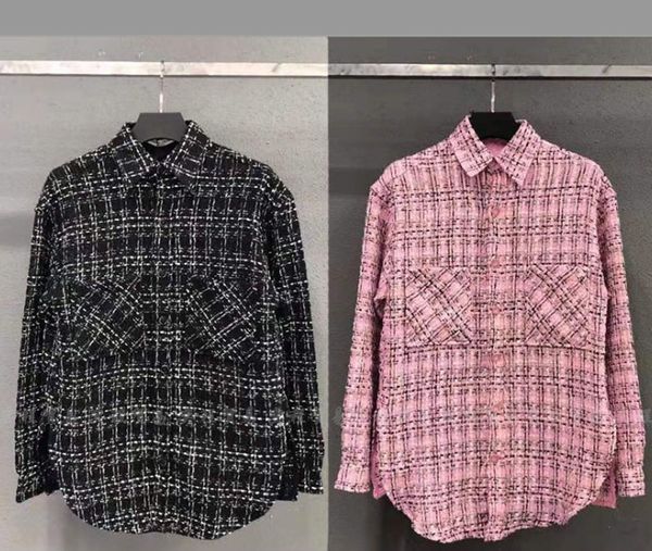 

new woven plaid loose shirt jacket men and women couple jacket shirt, White