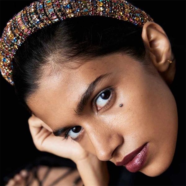 

girlgo bohemian fashion colorful luxury crystal headbands for women trendy hair clip accessories wedding jewelry party gifts y200424, Slivery;golden