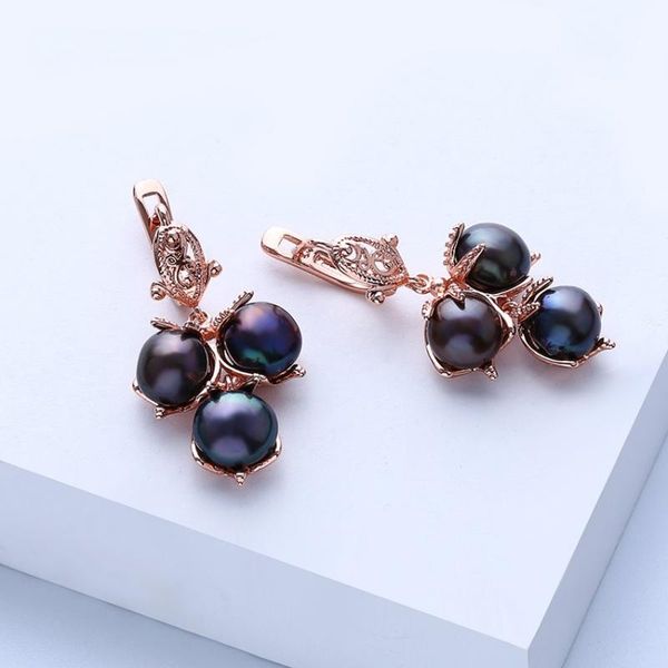 

vintage simulated-pearl earrings crystal cubic zirconia gold dangle/drop earrings for women wedding white/black/pink, Silver