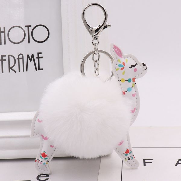 

luxury cute deer ball pendant pu leather animal plush keychain rings women's bag car pendant ne1178, Slivery;golden