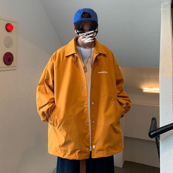 

2020 spring and autumn new japanese retro couple loose jacket fashion casual letter print black / yellow / green1, Black;brown