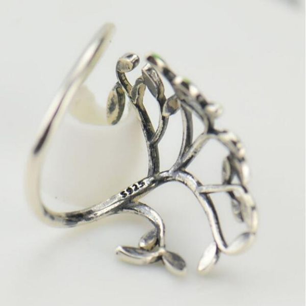 

amazon new korean version of the small fresh hand drip glazed green leaf twigs ring stylish opening single ring adjustable, Silver