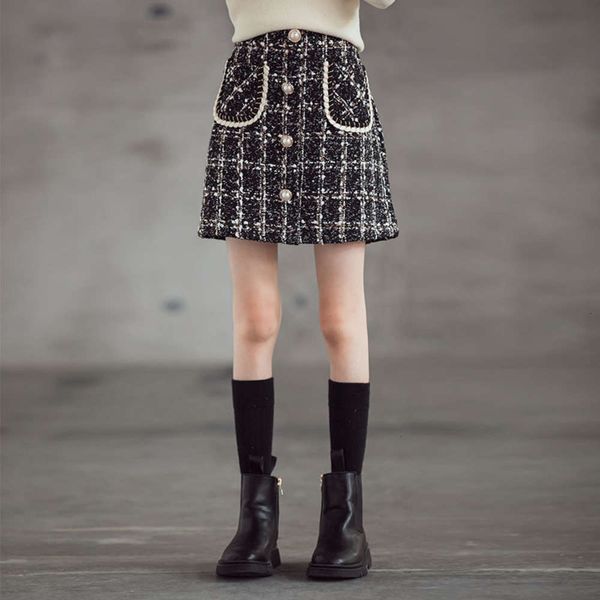 

small short girls' a-line fragrance autumn and 2020 versatile buttocks skirt big children's winter fashion 9, Blue