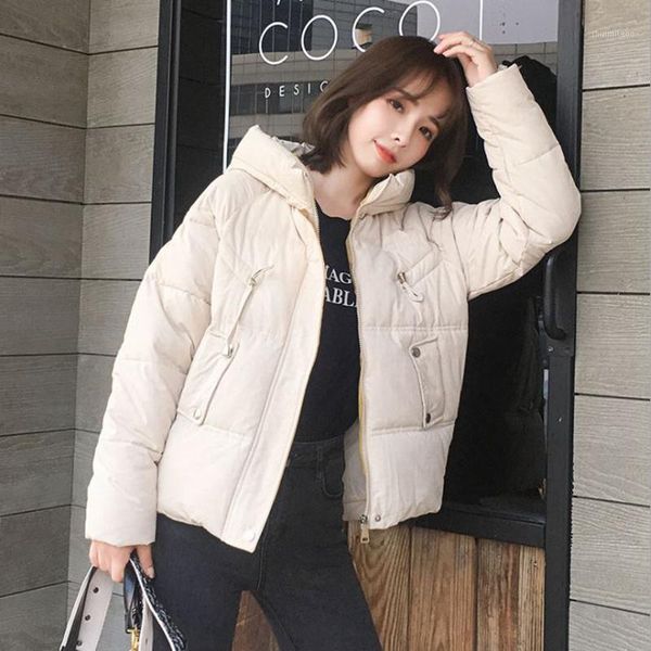 

women new style korean style winter jacket hooded black white female overcoats womens hooded fashion thick slim short parkas1