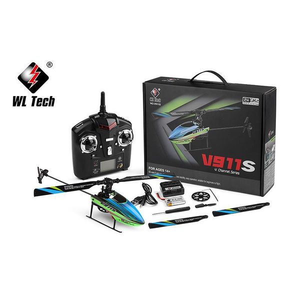 

wltoys v911s 2.4g 4ch 6-aixs gyro flybarless rc helicopter rtf