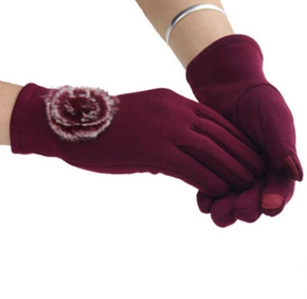 

five fingers gloves autumn and winter fashion ladies touch screen warm outdoor leisure non-fleece, Blue;gray