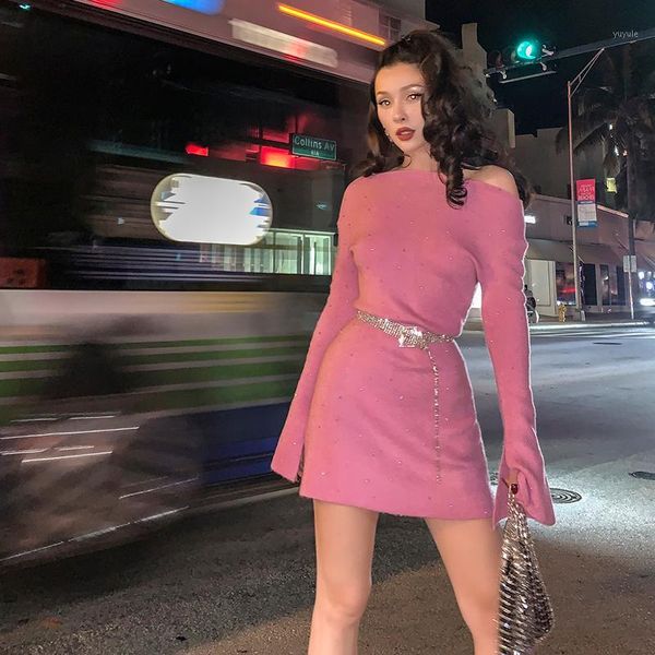 

le palais vintage 2019 original fairy full diamonds wool pink mini dresses high street a-line empire sweater dress1, Black;gray