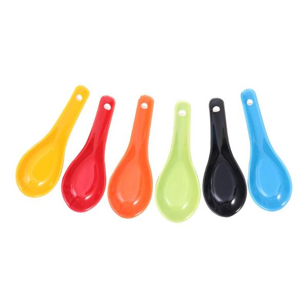 

6 pcs soup spoons candy color ceramic creative tableware serving spoons for restaurant home