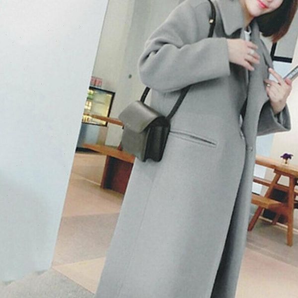 

womens winter jackets and coats xxl winter warm trench long coat outwear lapel wool jacket overcoat plus2021 4, Black