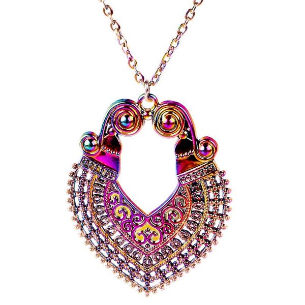 

винтажные 1 шт. радуга цвет индийский этнический стиль филигранные обертывания резные богемные сплава ожерелья без сплава бесплатная цепь из, Silver