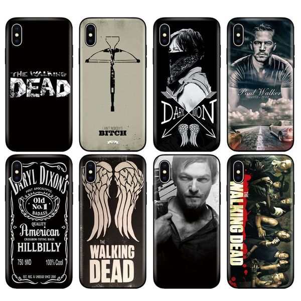 

black tpu case, vip silicone case, 5, 5s, se, 6, 6s, 7, 8 plus, x, 10, xr, xs, 11 pro, max, daryl, dixon, walking dead
