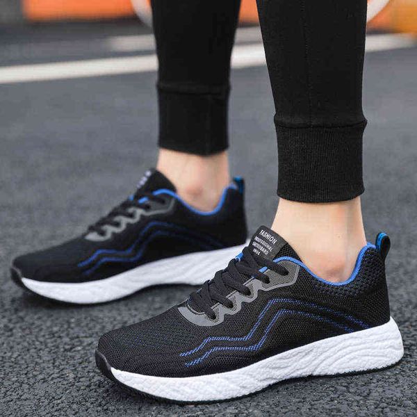 

popcorn men's sports shoes summer style lightweight breathable flying mesh running shoes, Black