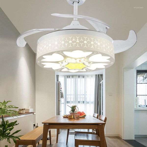 

crystal invisible ceiling fan light living room dining room ceiling lamp modern fan light 42 inch led1