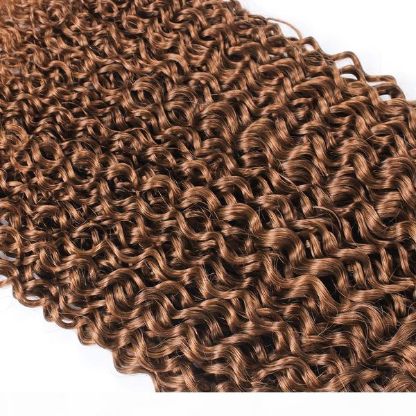 

#30 light golden brown brazilian virgin curly human hair weave bundles jerry curl 3 4 bundles 16-24 inch remy human hair extensions, Black