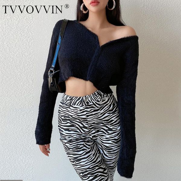 

tvvovvin 2020 autumn fashion all-match plush long sleeve pullovers adhesive hook short sweater gz38, White;black