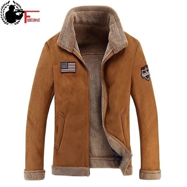 

men windbreaker coat winter male fur coat men jacket velvet thick fleece slim fit jacket warm stand collar cardigan outwear 201116, Black;brown