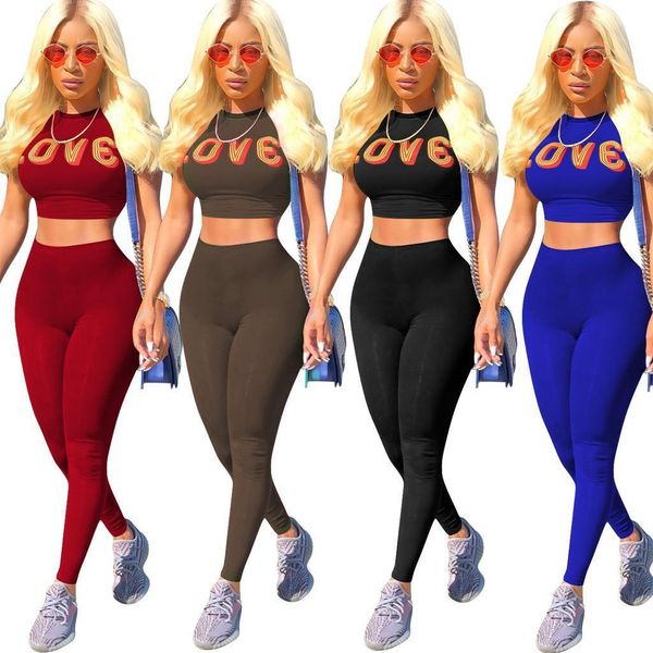 

letter love 2020 new design fashion suit set women tracksuit two-piece style outfit sweatshirt sport wear, Gray