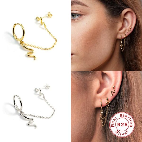 

BOAKO 1 Pcs Snake Chain 2021 Trend Earrings Silver 925 Jewelry Earrings Dangle Unusual Piercing Natural Style Ear Cuff #12.14