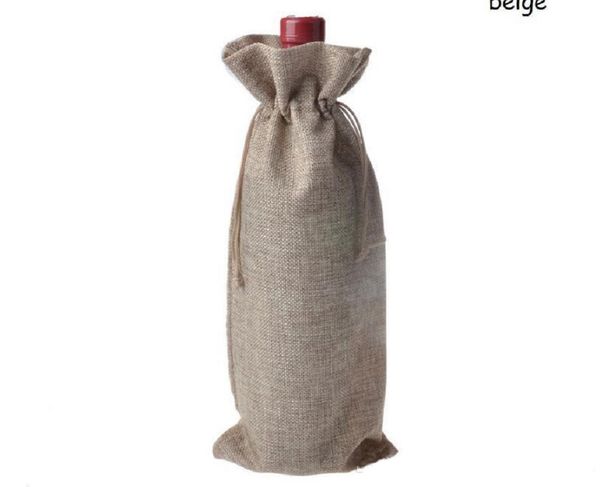 

k6z6gift bottle jute covers champagne pouch burlap packaging bag wedding party decoration wine bags drawstring cover ewe2876