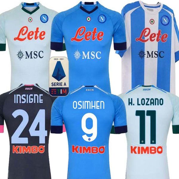 

20 21 naples football shirt 2020 2021 koulibaly camiseta defútbol insigne milik, Black
