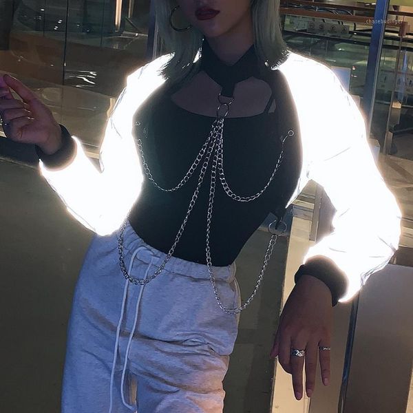 

new women's irregular necklace reflective jacket1, Black;brown