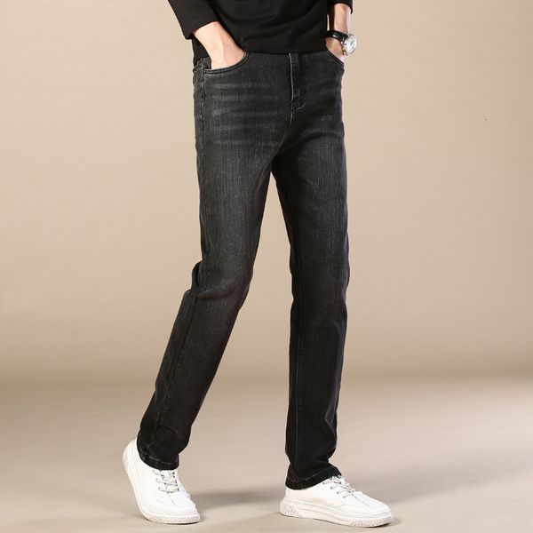 

high end 2020 jeans slim fit small feet black fashion brand net red trend men's casual long pants autumn, Blue