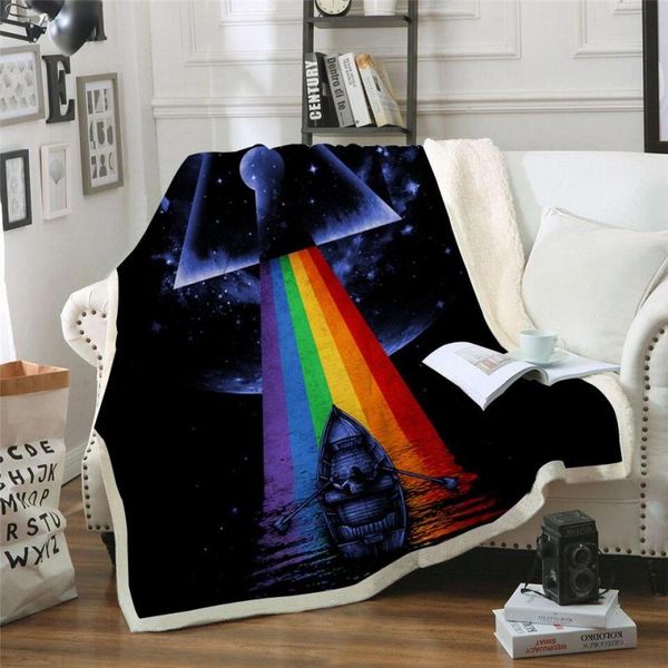 

scarves 3d print rectangle sherpa blanket wearable throw fj133, Blue;gray