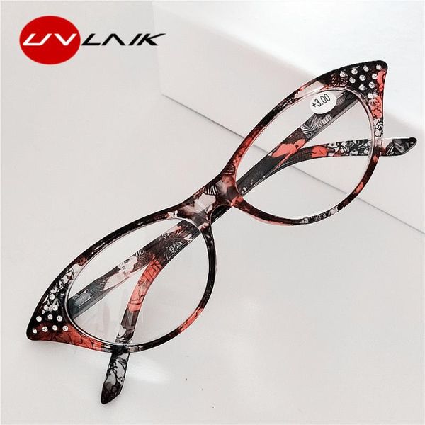 

sunglasses uvlaik retro cat eye reading glasses women diamond cat's diopter for reader 1.0 1.5 2.0 2.5 3.0 3.5 4.0, White;black
