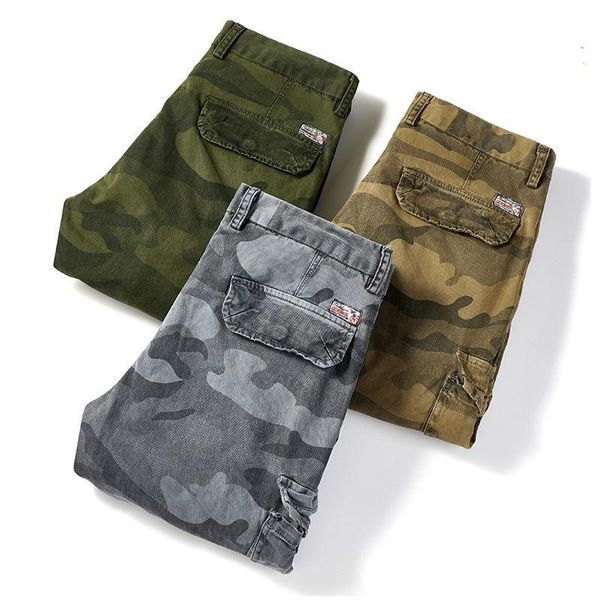

men's trendy korean fashion drawstring camouflage multi-pocket cargo pants, Black