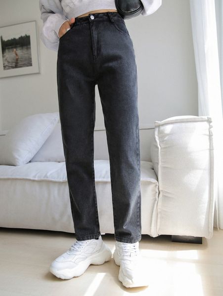 

dazy high waist straight leg jeans i2rp#, Blue